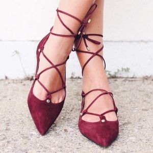 Halogen Lace Up Flat- Burgundy